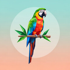 Vibrant Low Poly Macaw Parrot Illustration Tropical Bird Art