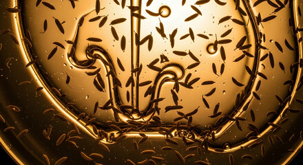 Naklejka premium Golden Cascade Seeds In Liquid Abstract Visual Concept