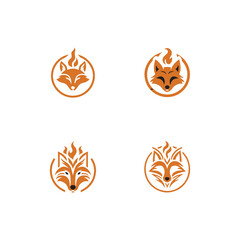 Obraz premium set collection fire fox head logo. modern animal emblem