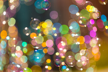 Colorful Bokeh Background with Soap Bubbles