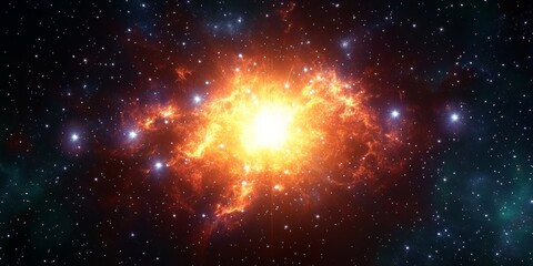 Fototapeta premium Celestial Firestorm A Spectacular Explosion of Cosmic Energy and Light in the Depths of Space