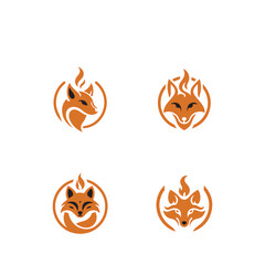 set collection fire fox head logo. modern animal emblem