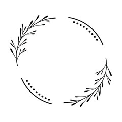 Elegant Minimalist Leaves Wreath Circle Frame for Wedding invitation and Design Projects	