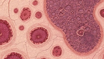 Microscopic View of Skin Cells with Cracks