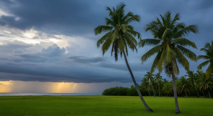 Tropical Paradise Awaits Under a Dramatic Sky