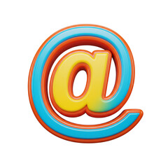 Obraz premium Colorful 3D At Symbol (@): Email, Internet & Social Media Icon. Communication & Online Connection Graphic
