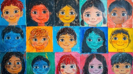 Colorful Portraits of Diverse Children in Bright Artistic Styles