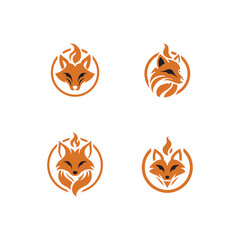 set collection fire fox head logo. modern animal emblem