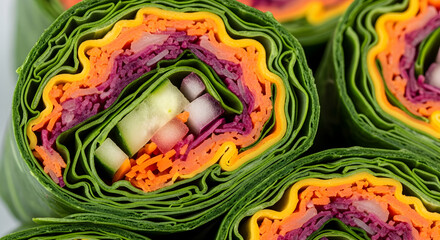 Vibrant Vegetable Rainbow Wraps Healthy Eating And Plant Based Diet