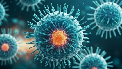 Microscopic View of Infectious Virus Particles