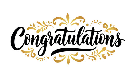 Elegant congratulations design with gold flourishes for celebratory invitations and greeting cards vector illustration