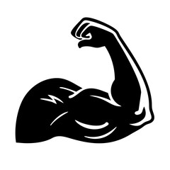 Strong bicep muscle flexing arm silhouette graphic design element