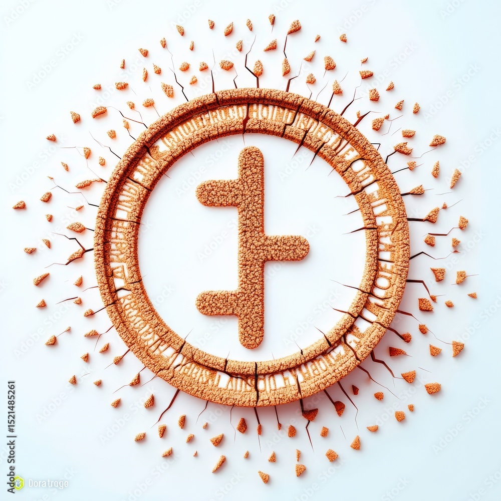 Poster impact effect economic concept. abstract design featuring a circular pattern with intricate details.