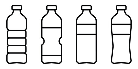 Bottle container drink packaging plastic beverage outline icon vector illustration isolated empty shape template liquid product design label.
