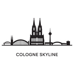 Cologne skyline horizontal banner. Cologne, Germany. Vector template for your design. Vector black silhouette. with white background
