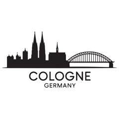 Obraz premium Cologne skyline horizontal banner. Cologne, Germany. Vector template for your design. Vector black silhouette. with white background