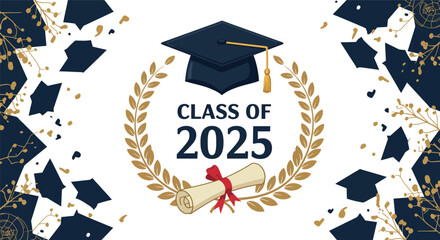 Graduation celebration concept with class of 2025 theme for invitations and announcements vector illustration