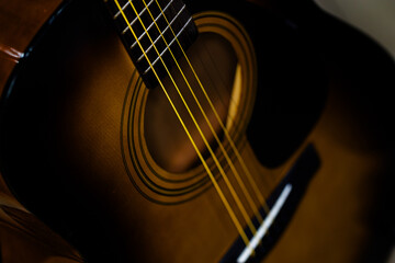 Close-Up of Acoustic Guitar Strings