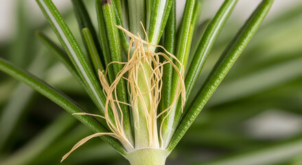 Obraz premium Captivating Macro Shot Of Rosemary Plant Exhibiting Unique Botanical Anatomy