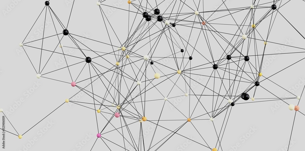 Aufkleber Abstract image depicting a complex network of interconnected nodes. Ideal for technology, data science, and connection themes.