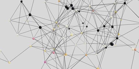 Obraz premium Abstract image depicting a complex network of interconnected nodes. Ideal for technology, data science, and connection themes.
