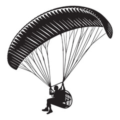 Soaring Paraglider silhouette with clean curves – Paraglider illustration – Minimalist Paraglider vector

