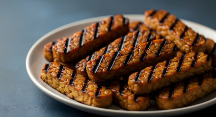 Grilled Tempeh On A Plate Healthy Vegan Protein Source Vegetarian Cuisine