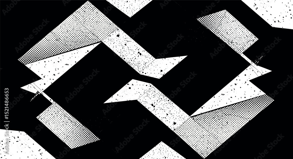 Poster abstract geometric pattern with textured black and white design for modern background vector illustr