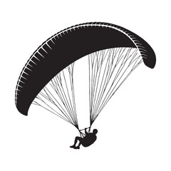 Paraglider silhouette gliding over mountains – Paraglider illustration – Minimalist Paraglider vector

