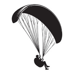 Silent Flight Paraglider silhouette in open sky – Paraglider illustration – Minimalist Paraglider vector

