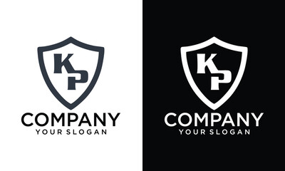 Creative Initial letter kp, pk, p, k elegant and luxury Initial with shield frame logo