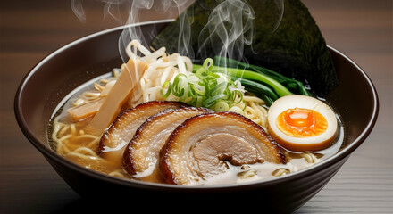 Authentic Japanese Ramen Bowl with Delicious Broth And Traditional Toppings
