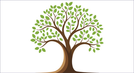 Stylized Vector Tree Illustration With Green Leaves