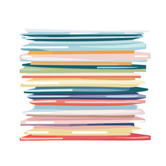Fototapeta premium Stacked Colorful Papers Pile in Organized Layered Arrangement Against White Backdrop For Creative Office and Business