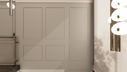 Wall panel detailing close up in soft neutral tones