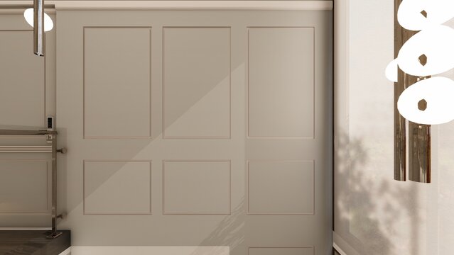 Wall panel detailing close up in soft neutral tones