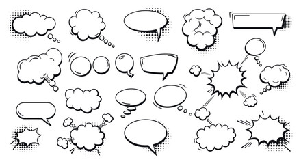 Fototapeta premium Comic book speech and thought bubbles collection for creative design projects vector illustration