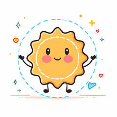 Vector illustration in trendy flat simple linear style, funny mascot and cartoon character, friendly sticker and badge for advertising, social media