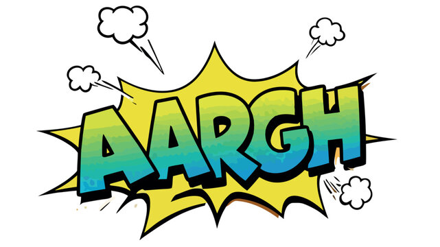 Comic style exclamation with colorful aargh text and pop art effects for graphic design vector illustration