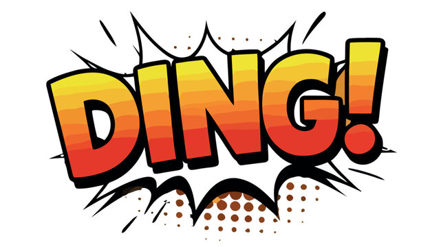 Vibrant comic book style sound effect with explosive ding text vector illustration