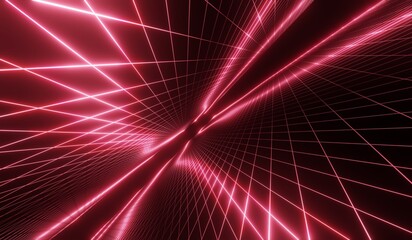 Abstract background, laser lights, grid lines, technology, neon colors, 3D illustration.
