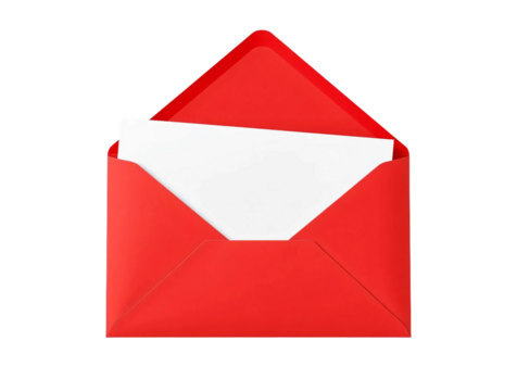 Red envelope with blank letter Inside isolated on transparent background