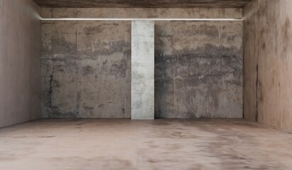 Cement wall room, industrial background, empty room, 3d illustration