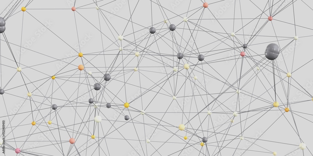 Poster abstract image depicting a network of interconnected nodes. ideal for technology, connection, or com