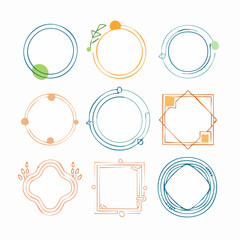 Mobile Vector set of linear frames and borders - abstract design elements for decoration or logo design templates in modern minimalist style with copy space for text, boho summer