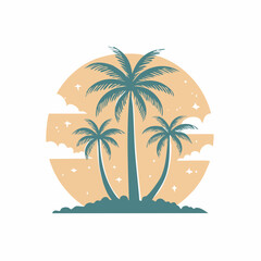 Vector logo and print design templates, summer palms, tropical hand drawn illustrations, palm trees boho elements, grid patterns and prints with square elements for social media and posts, stationery