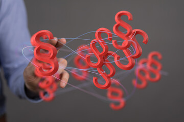 Abstract image of interconnected paragraph symbols, representing legal compliance, regulations, and...