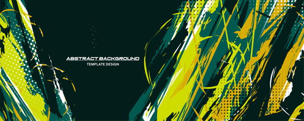 Green and Dark Green Vector Abstract Background with Sporty Style, Template Design Vector. Brush Stroke Illustration for Banner, Poster. Scratch Texture Elements For Design
