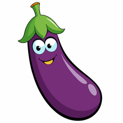 eggplant cartoon isolated on white