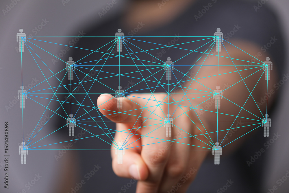 Aufkleber Abstract image of a digital network connecting people.  Ideal for technology, social media, and communication concepts.